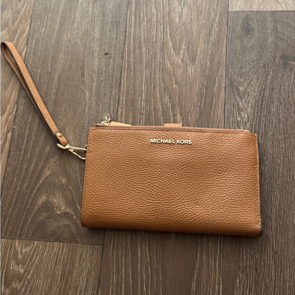 Michael Kors Brown Leather Double Zip Wallet